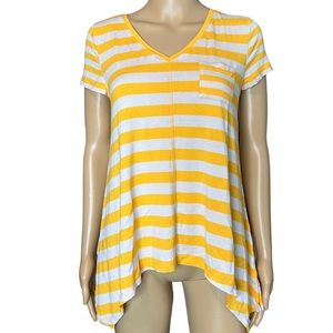Jones New York Womens T-Shirt Small S Yellow Ivory Petite polo Tops Sport